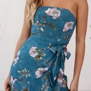 New! Saints + Secret Floral Bandeau Wrap Ruffle dress nwt 16350
